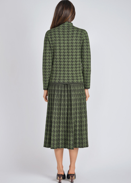 Houndstooth Pattern Green Knit Top