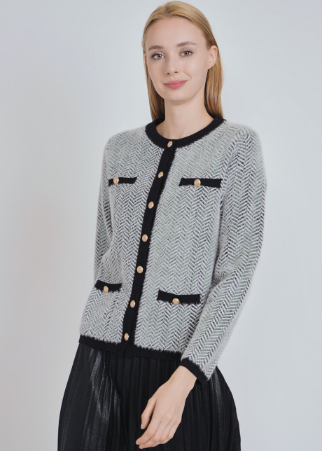 Allure in White: Warm Textured Cardigan with Gilded Button Details
