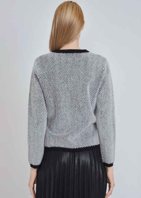Allure in White: Warm Textured Cardigan with Gilded Button Details