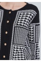 Crew Neck Cardigan in Black with White Timeless Patterns