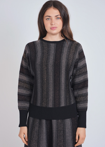 Timeless Brown Knit with Shimmering Stripes