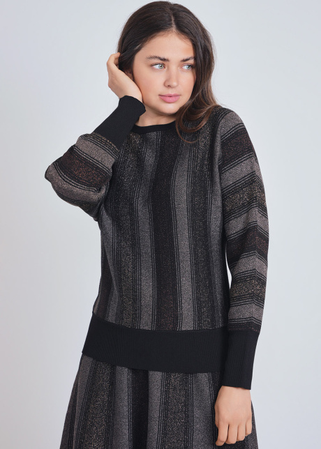 Timeless Brown Knit with Shimmering Stripes