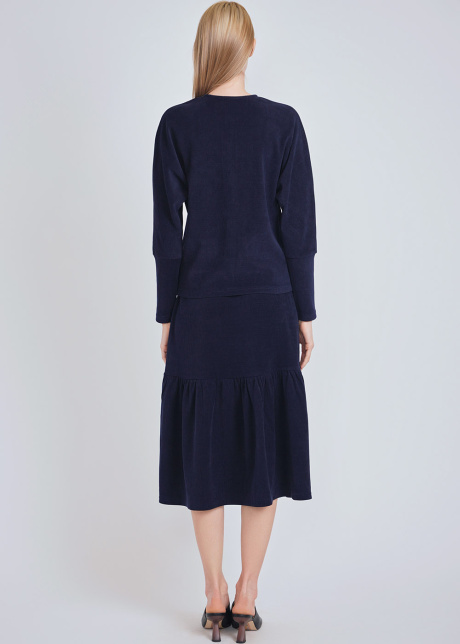 Navy Ribbed Comfort: Long Sleeve Tee