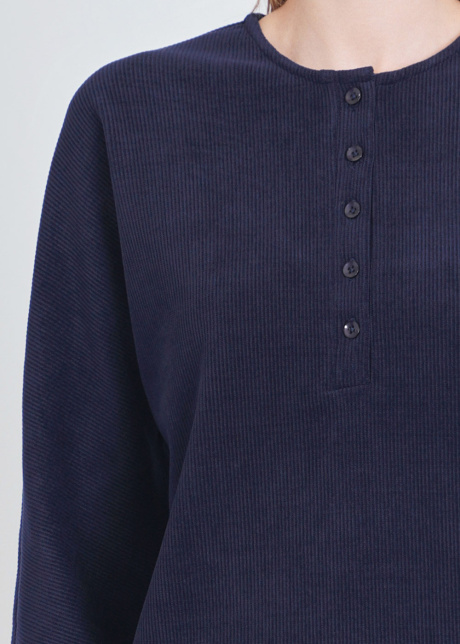 Navy Ribbed Comfort: Long Sleeve Tee