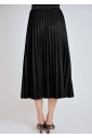 Black Pleated Suede Midi Skirt