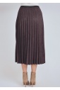 Dark Brown Pleated Suede Midi Skirt