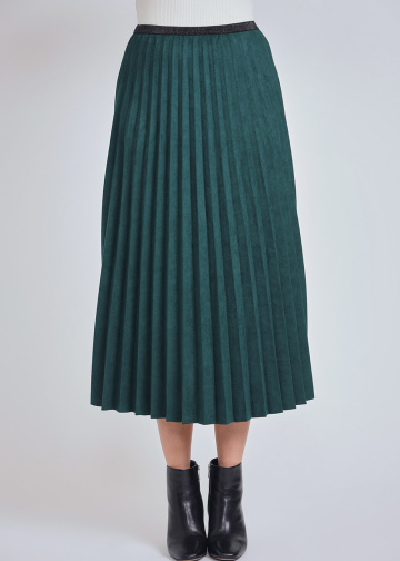 Hunter Green Pleated Midi Skirt 32"