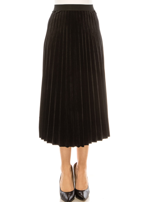 Velvety Smooth Pleated Skirt Black 32"