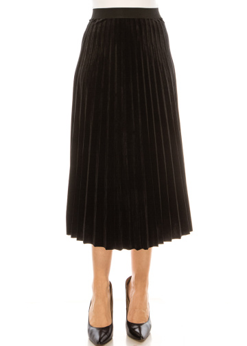 Velvety Smooth Pleated Skirt Black 32"