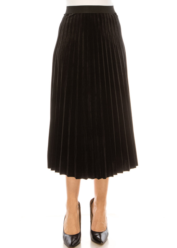 Velvety Smooth Pleated Skirt Black 32"