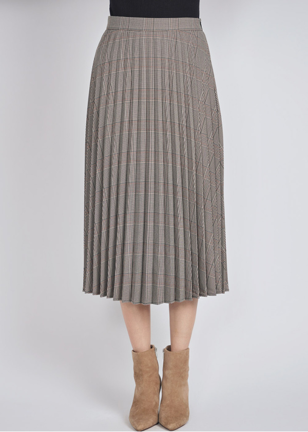 Modern Classic: Grey Plaid Pleated Skirt