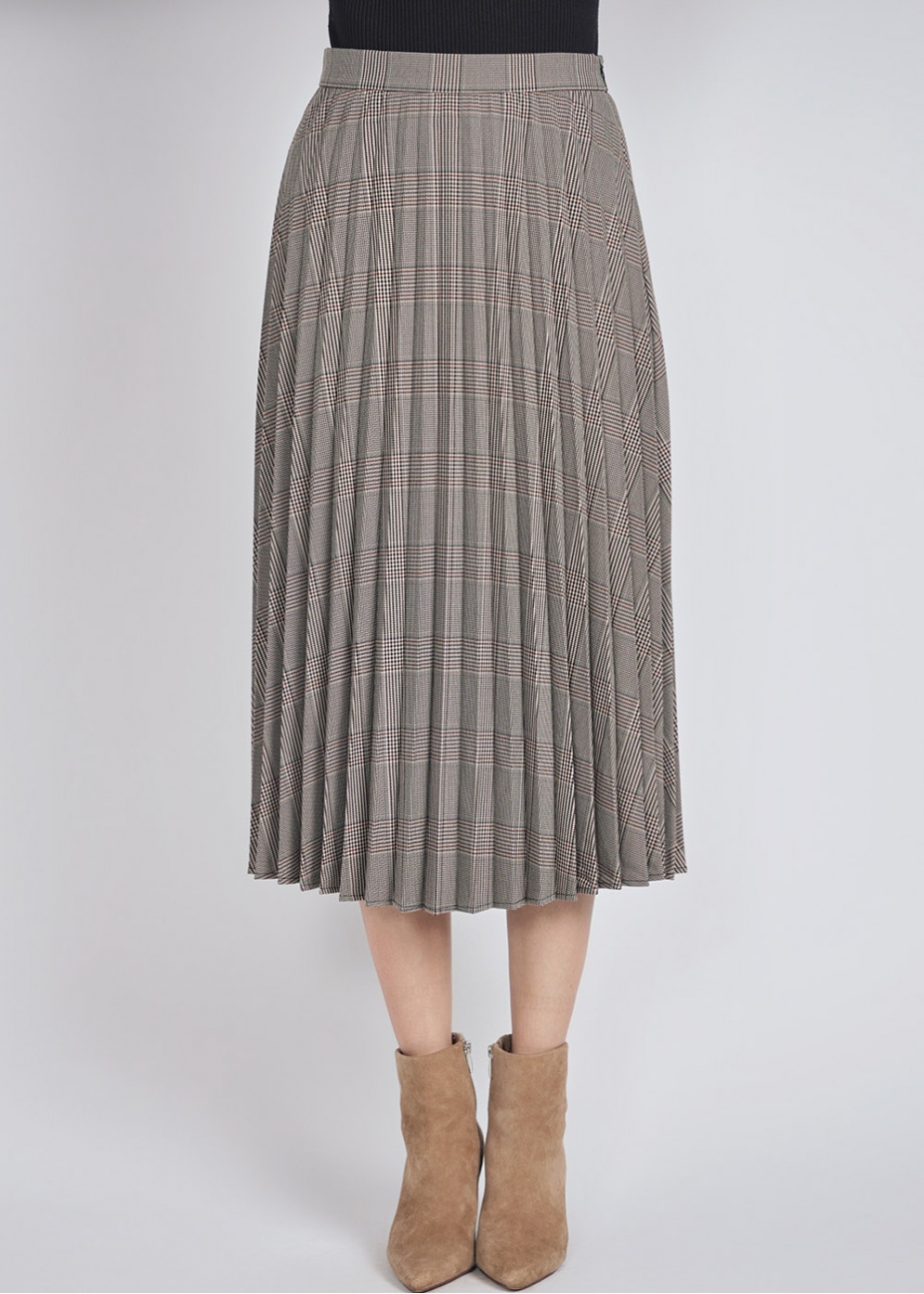 Modern Classic: Grey Plaid Pleated Skirt