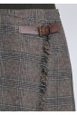 Asymmetric Allure: Checkered Grey Midi Skirt