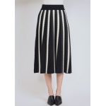 Linear Contrast Midi Skirt