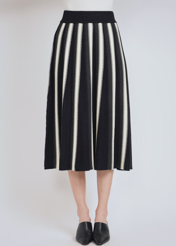 Linear Contrast Midi Skirt