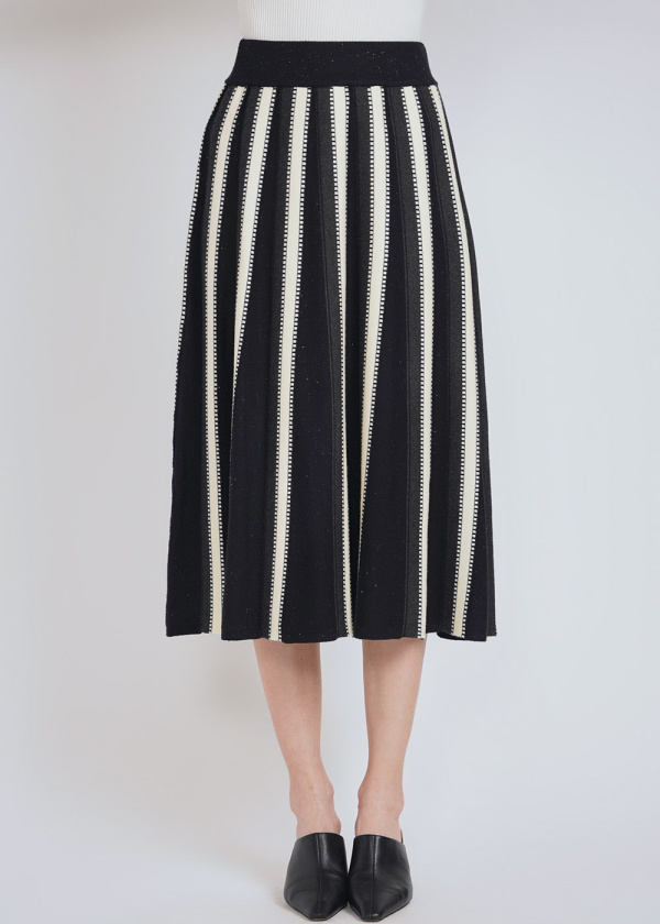 Linear Contrast Midi Skirt