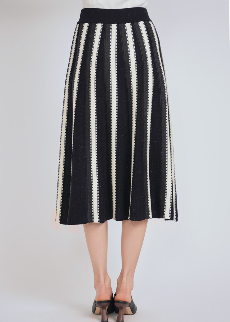 Linear Contrast Midi Skirt