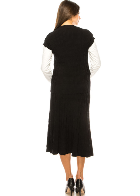 V-Neck Black Top with Cable Touch