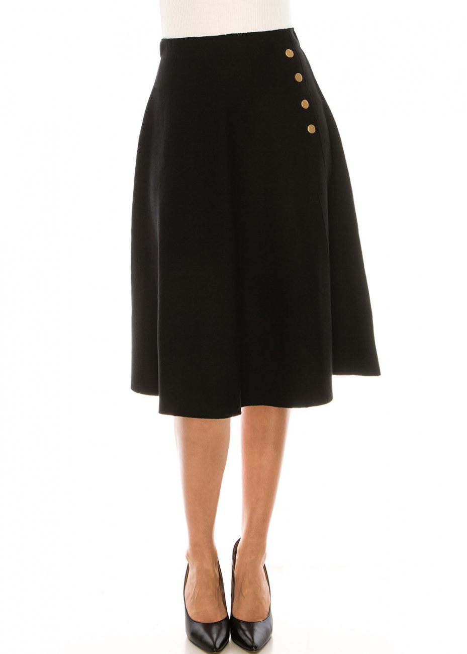 Black Beauty Button Embellished Skirt | Modest Women Clothing - YAL New ...