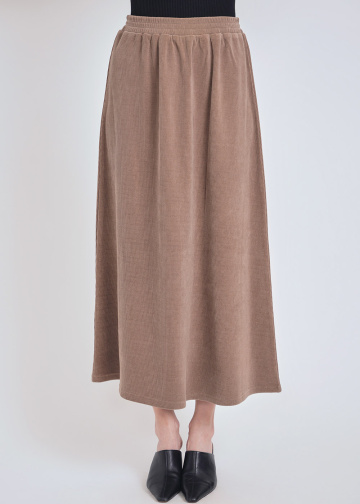 Velvet Touch in Camel Midi Skirt