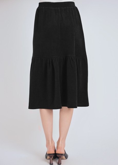 Soft Flare: Black Midi Skirt