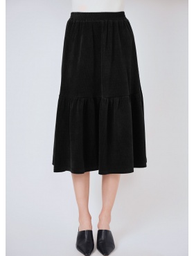Soft Flare: Black Midi Skirt