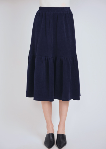 Navy Harmony: Dual Design Midi Skirt