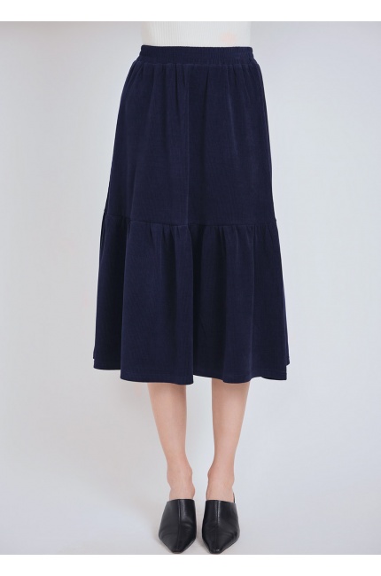 Navy Harmony: Dual Design Midi Skirt