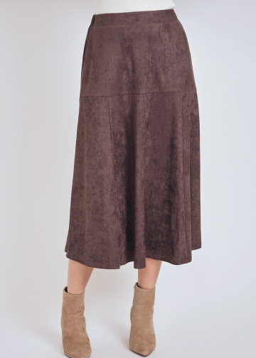 Classic and Contemporary Suede Midi Skirt
