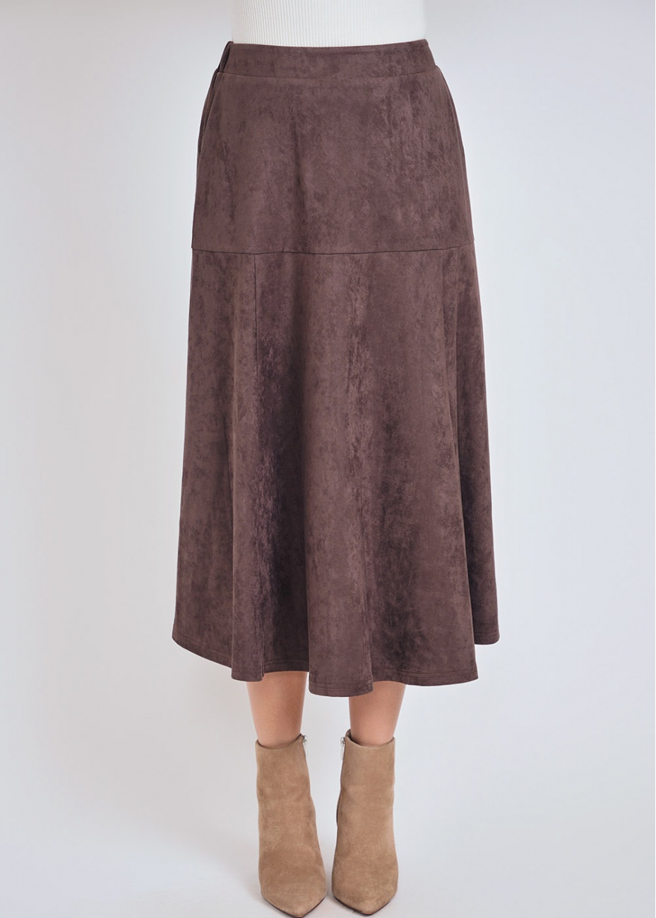 Classic and Contemporary Suede Midi Skirt