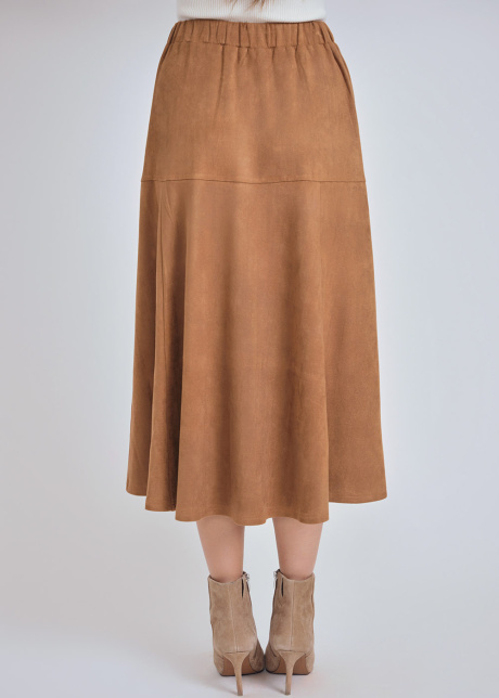 Sunlit Camel Suede Midi Skirt