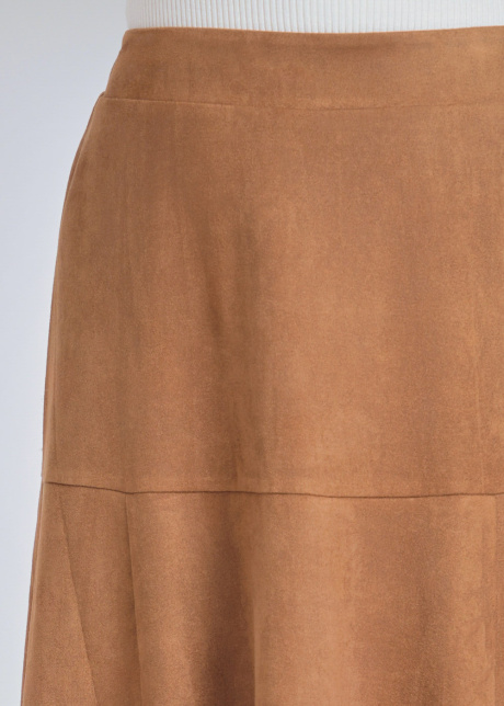 Sunlit Camel Suede Midi Skirt