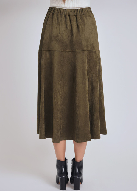 Olive Enchantment: Suede Midi Skirt