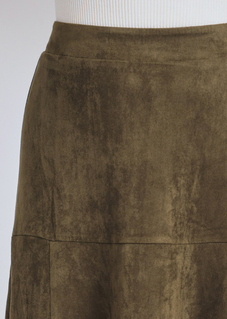 Olive Enchantment: Suede Midi Skirt