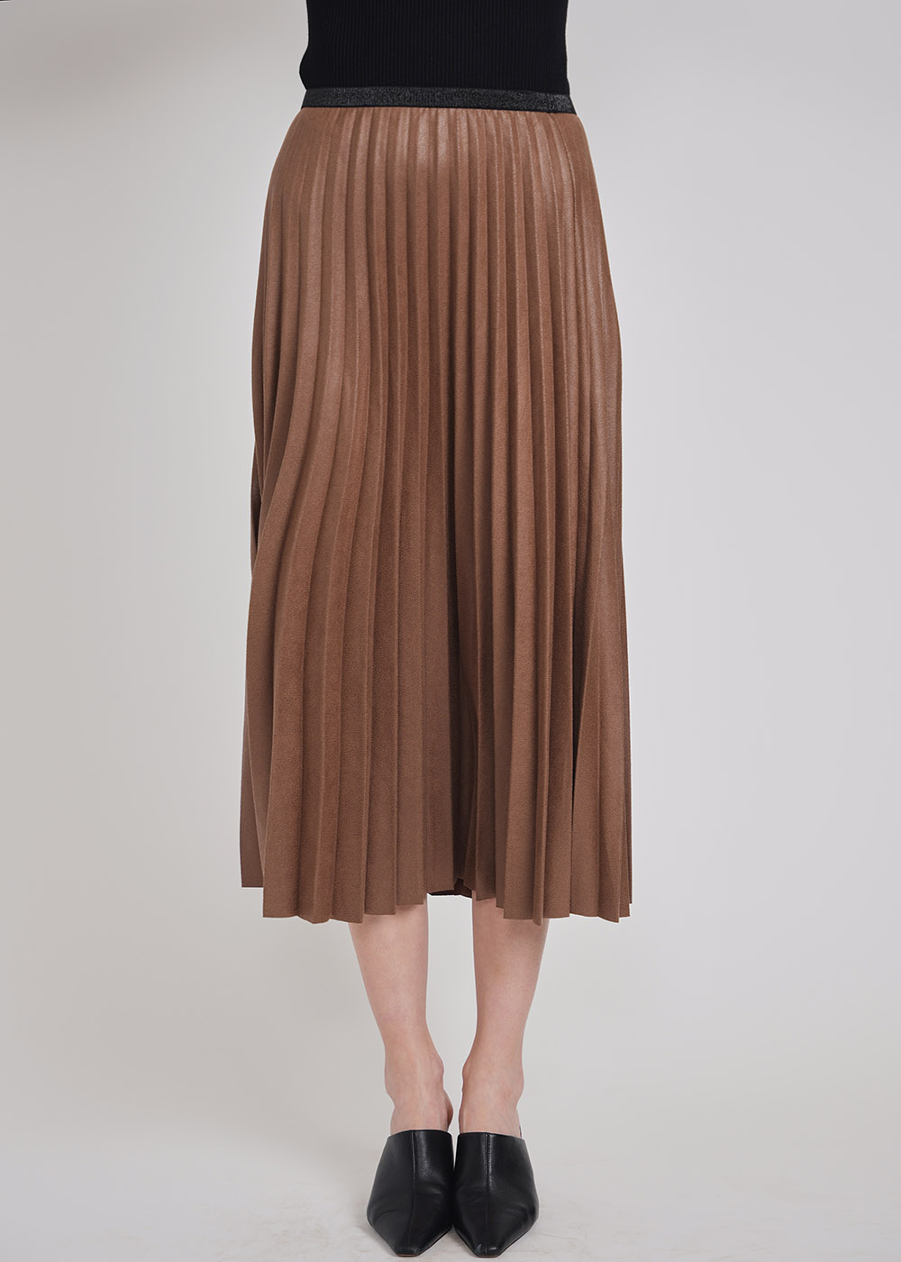 Graceful Glimmer Brown Pleated Skirt