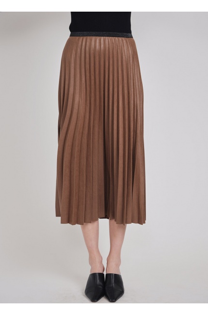 Graceful Glimmer Brown Pleated Skirt