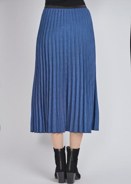 Timelessly Trendy Blue Pleated Plaid Midi