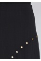 Black Midi Knit Skirt with Subtle Button Accents