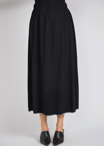 Easy Elegance Black Skirt with White Stitch Detail