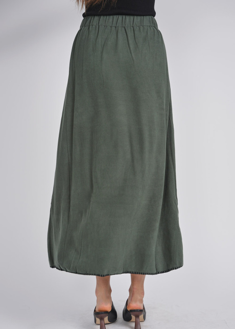 Comfortable Classic Green Skirt with Black Stitch
