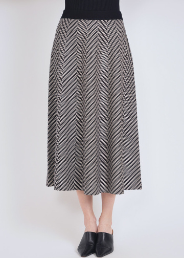 Classic Chevron Wave Midi Skirt