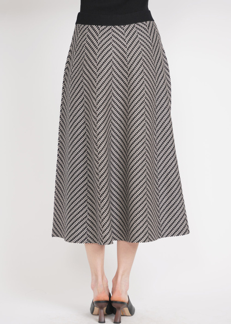 Classic Chevron Wave Midi Skirt