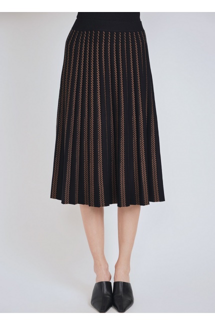 Rib Knit Midi Skirt: Subtle Camel Details