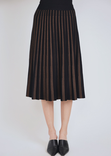 Rib Knit Midi Skirt: Subtle Camel Details