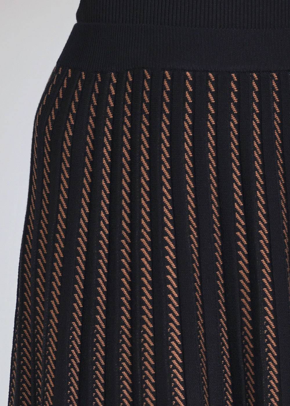 Rib Knit Midi Skirt: Subtle Camel Details