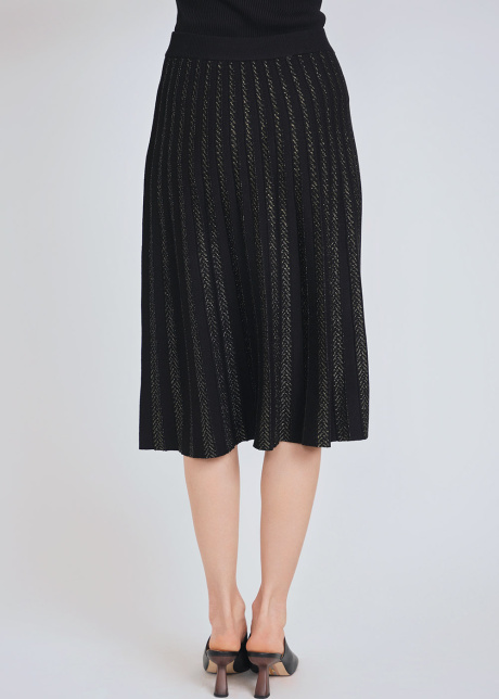 Black Midi Skirt with Gilded Textures