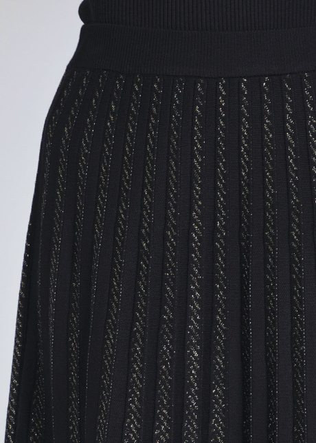 Black Midi Skirt with Gilded Textures
