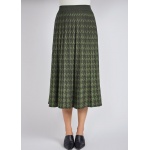 Green Midi Skirt: Houndstooth Knit Pleats