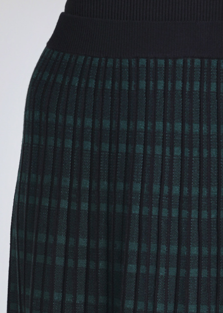 Green Check on Black Midi Skirt