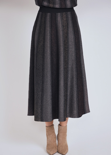 Gleaming Striped Midi Skirt in Brown